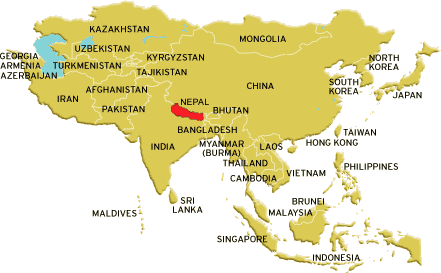 map of asia. Nepal Map: